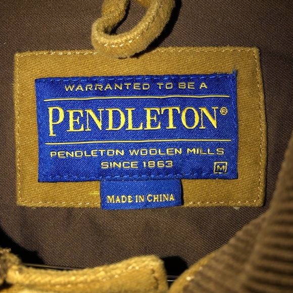 Pendleton Men’s Woolen Mills Tan Brownsville Jacket Corduroy Collar Trim Medium - Picture 2 of 10